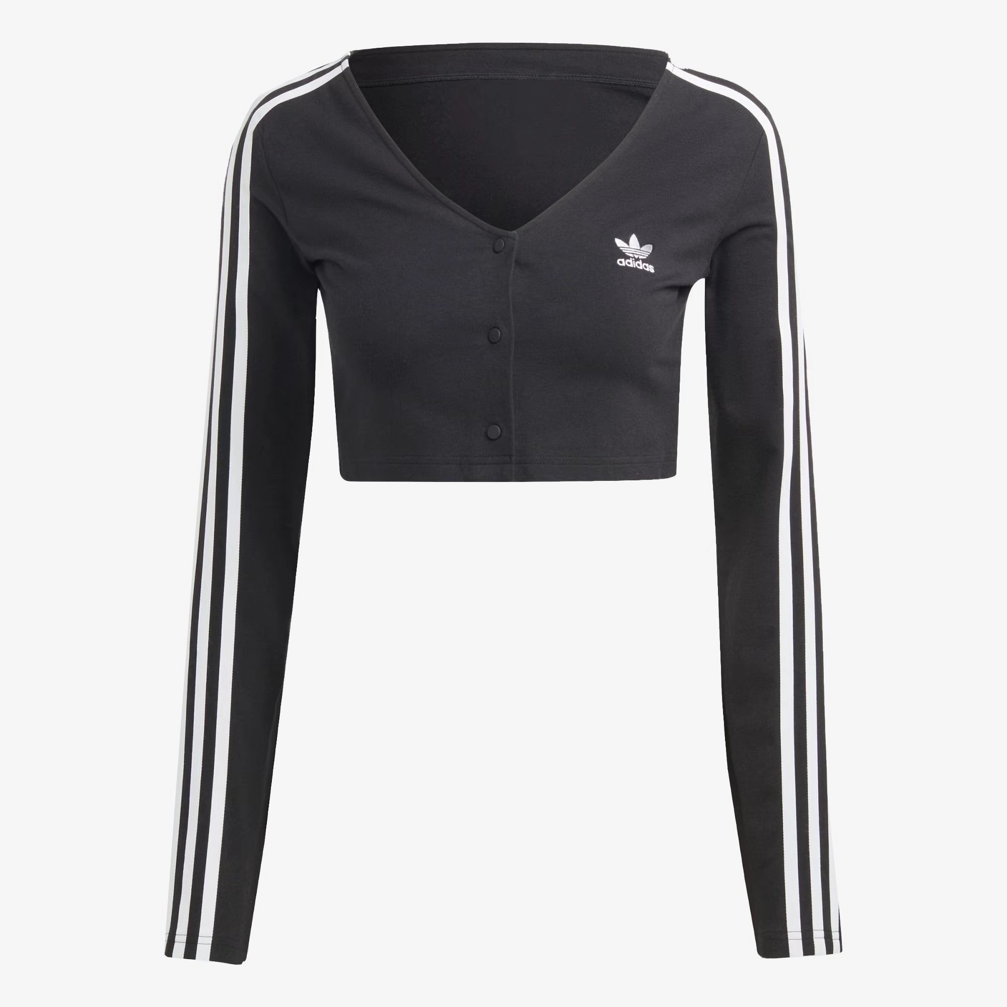 Adidas Originals | ADICOLOR CLASSICS 3-STRIPES BUTTON LONG SLEEVE TEE  { BLACK