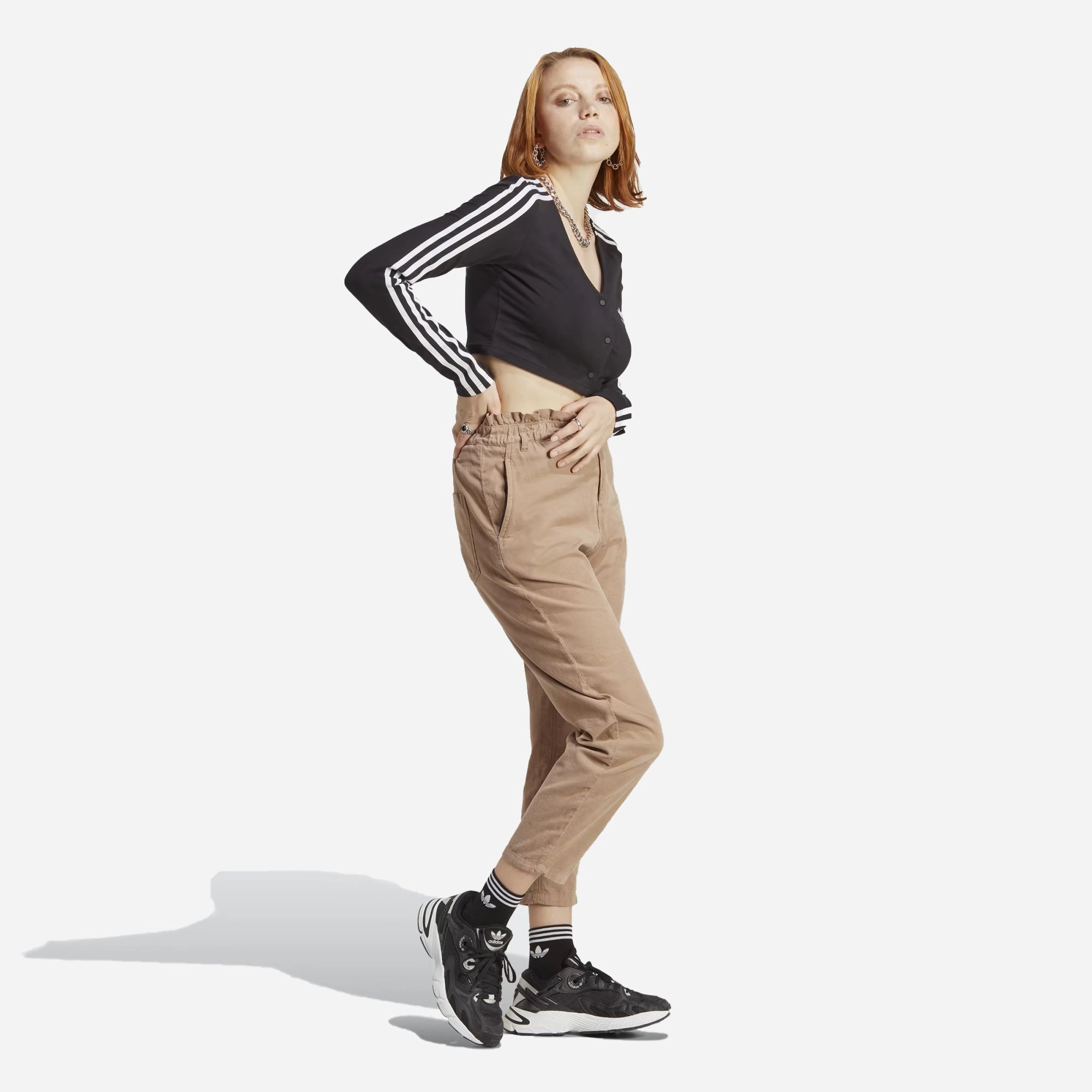 Adidas Originals | ADICOLOR CLASSICS 3-STRIPES BUTTON LONG SLEEVE TEE  { BLACK