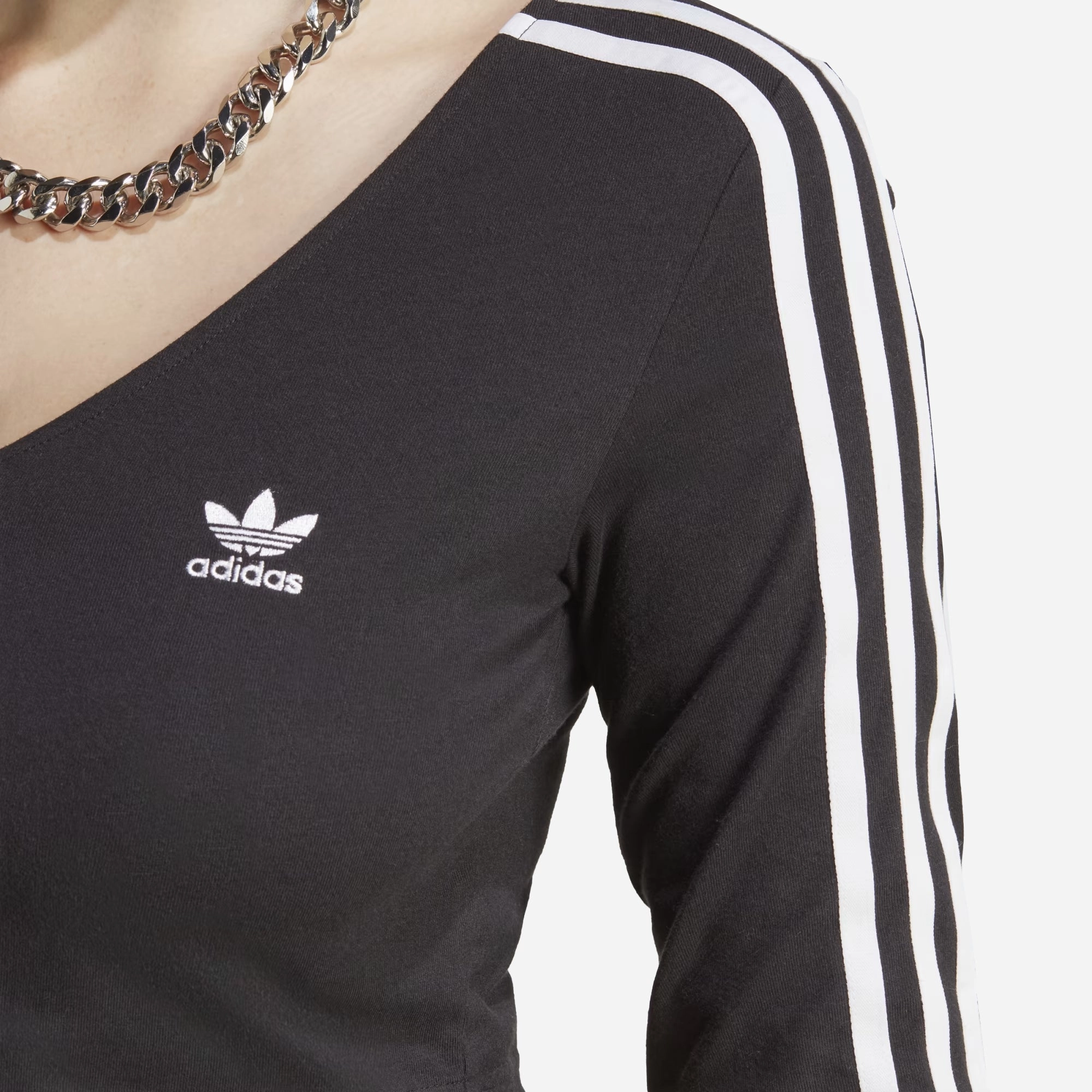 Adidas Originals | ADICOLOR CLASSICS 3-STRIPES BUTTON LONG SLEEVE TEE  { BLACK