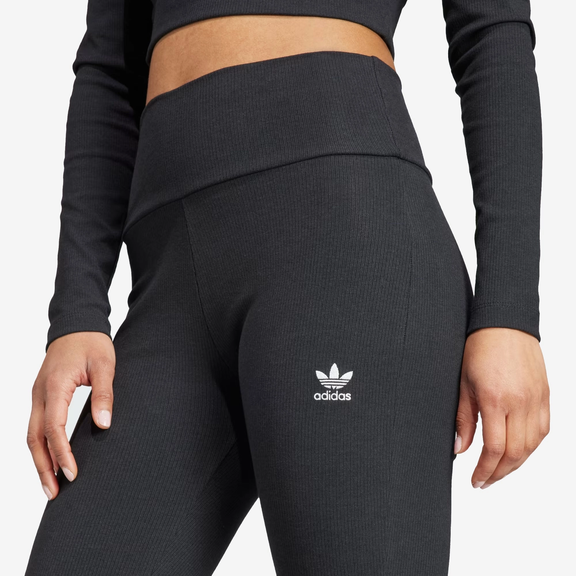 Adidas Originals | ESSENTIALS RIB FLARED PANTS  { BLACK