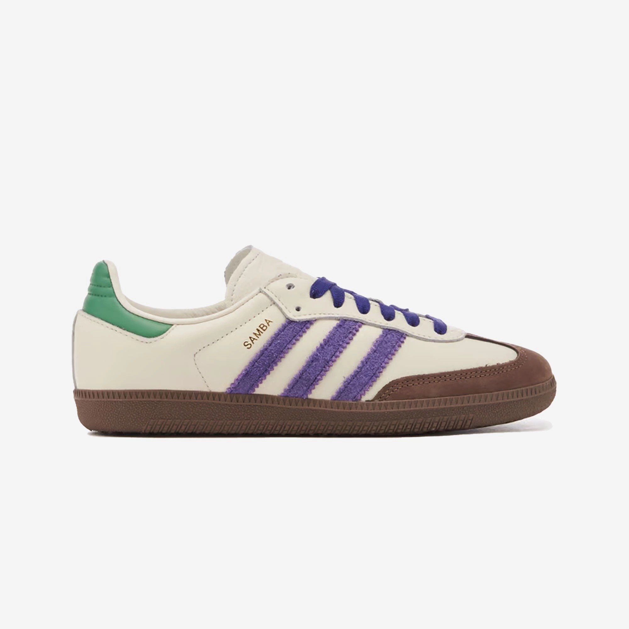 Adidas Originals | SAMBA OG  { OFF WHITE/PURPLE/GREEN