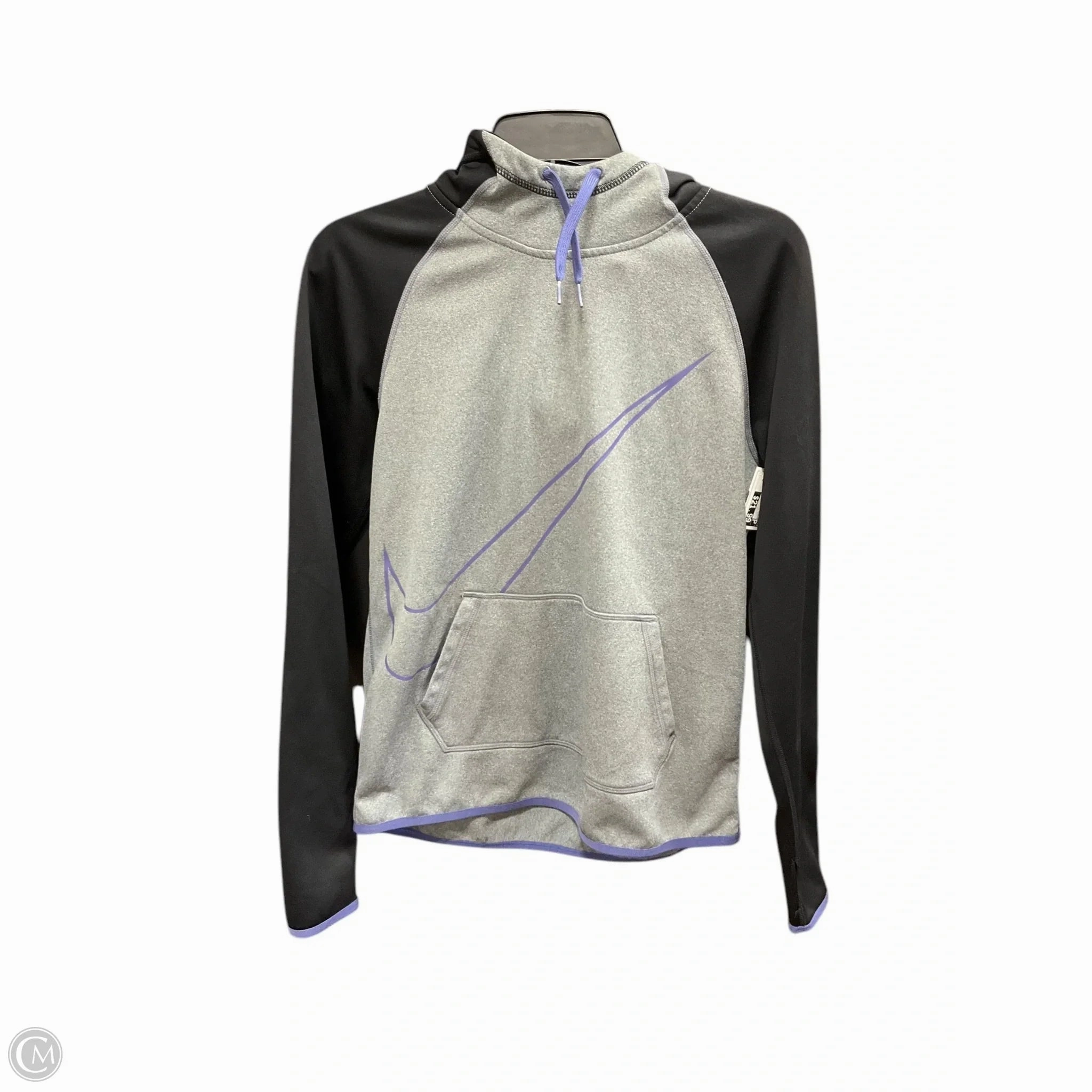 Athletic Sweatshirt Hoodie By Nike Apparel In Grey & Purple, Size: S