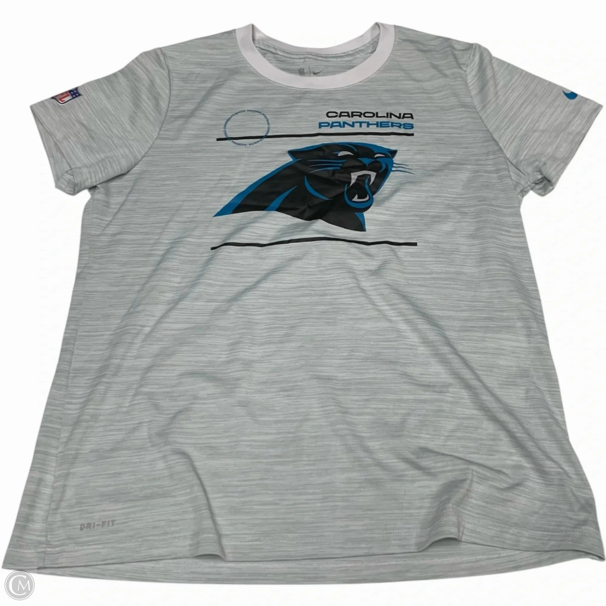 Athletic Top Short Sleeve By Nike In Grey, Size: L