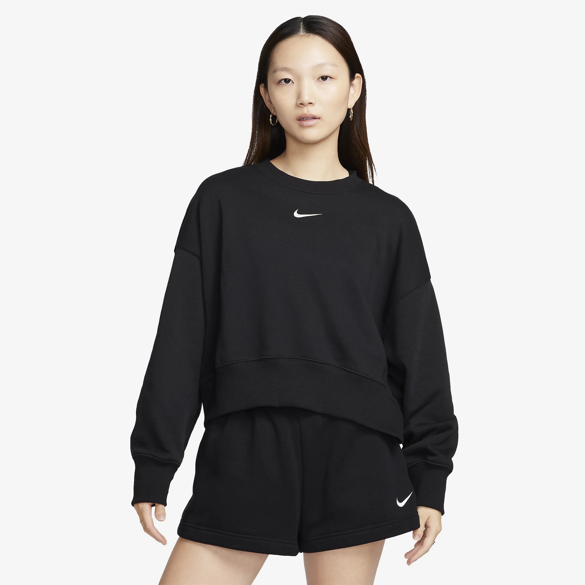 Nike | SPORTSWEAR PHOENIX FLEECE CREW-NECK TERRY  { BLACK/SAIL