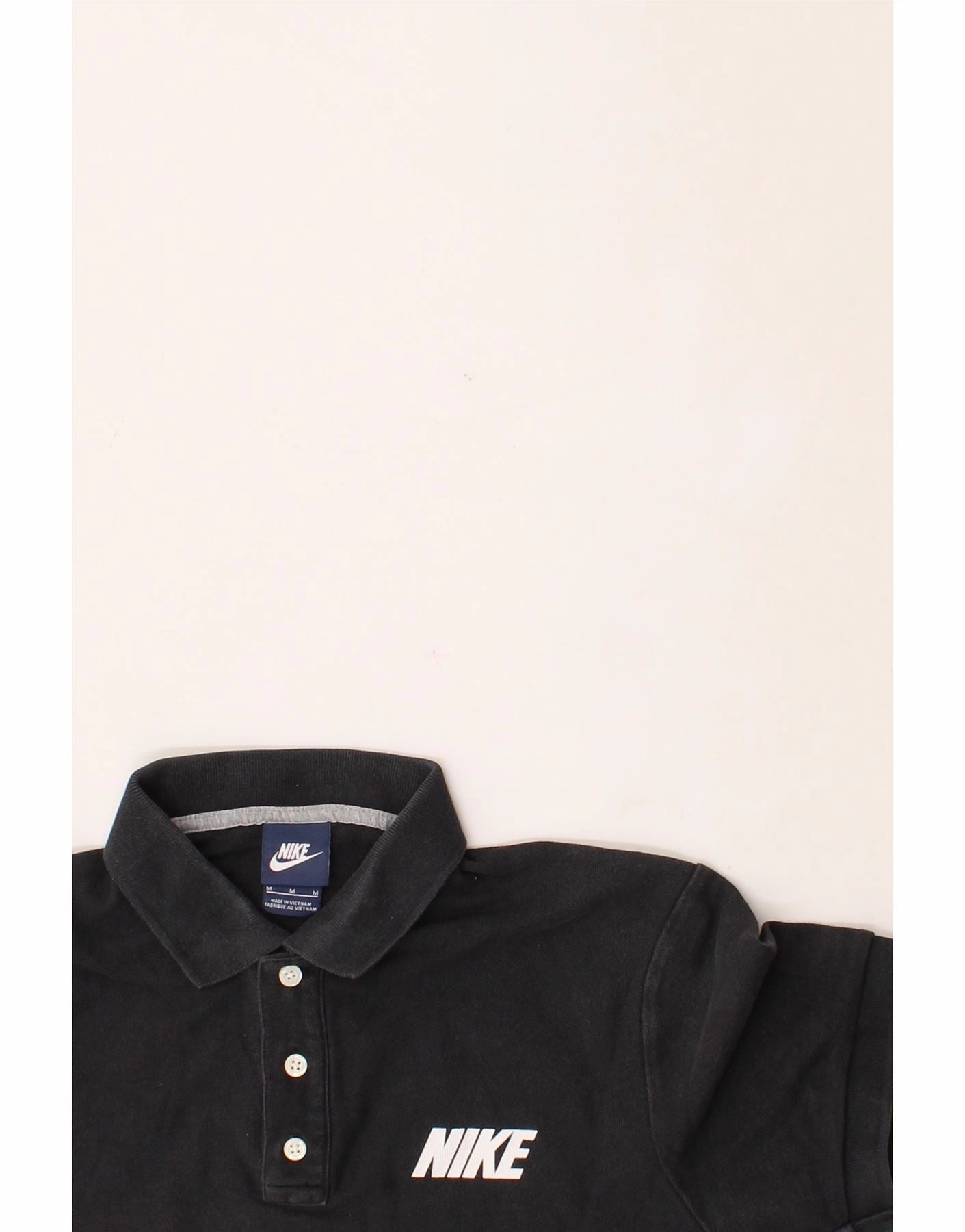 NIKE Mens Polo Shirt Medium Black Cotton