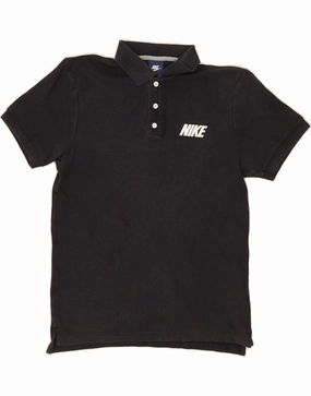 NIKE Mens Polo Shirt Medium Black Cotton