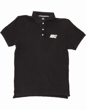 NIKE Mens Polo Shirt Medium Black Cotton