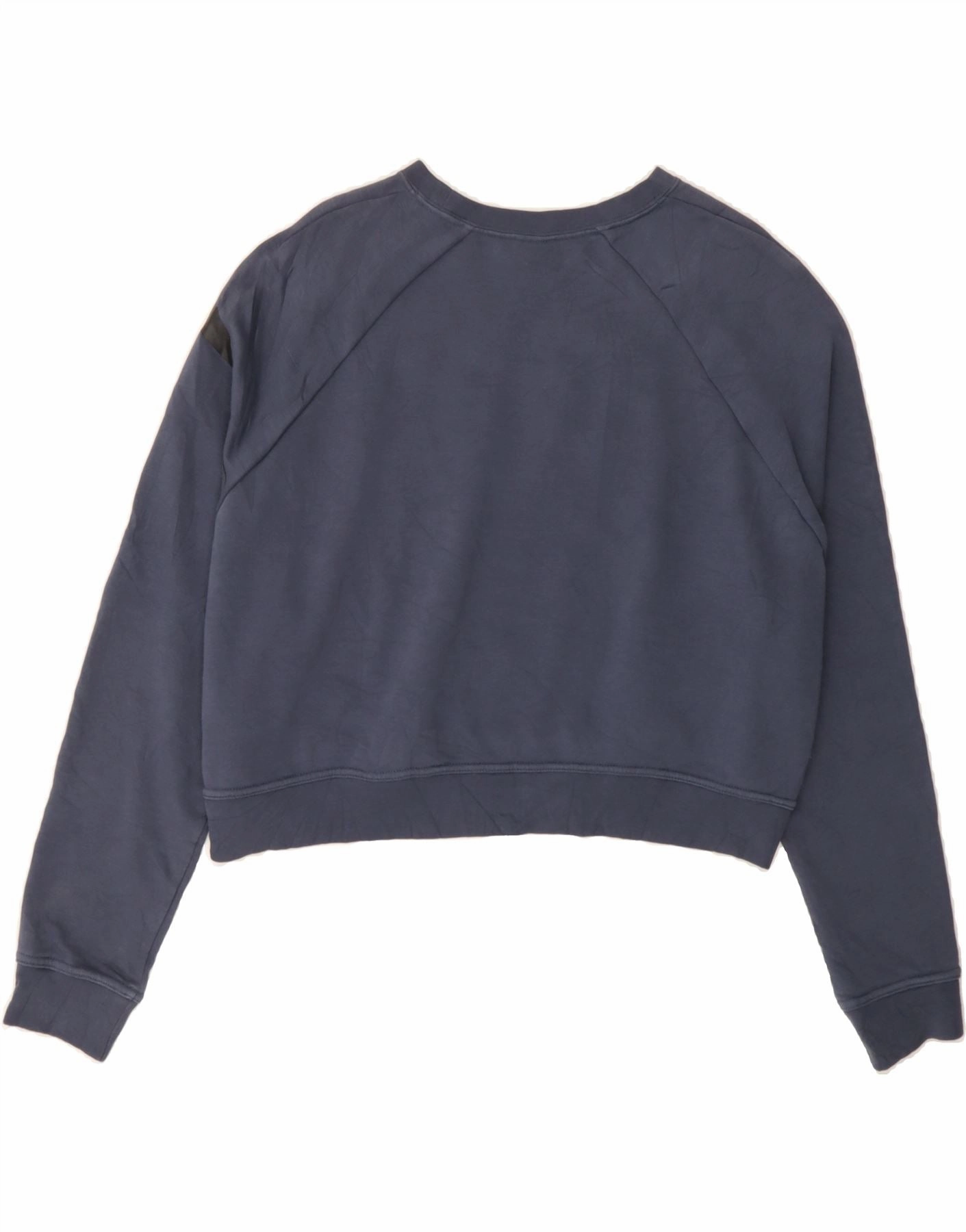 NIKE Womens Oversized Crop Graphic Sweatshirt Jumper UK 16 Large Navy Blue