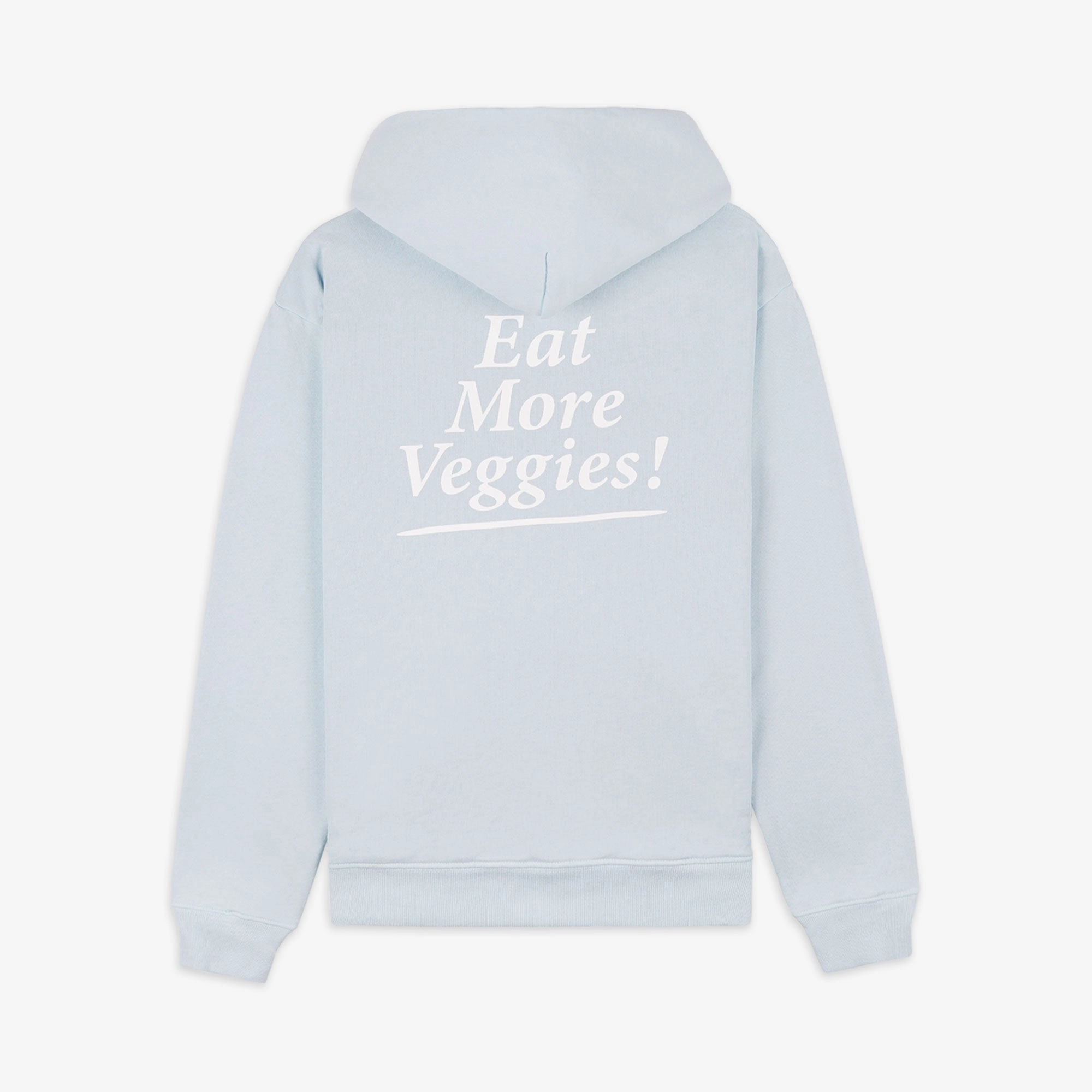 SPORTY & RICH | EAT MORE VEGGIES HOODIE { BABY BLUE/WHITE