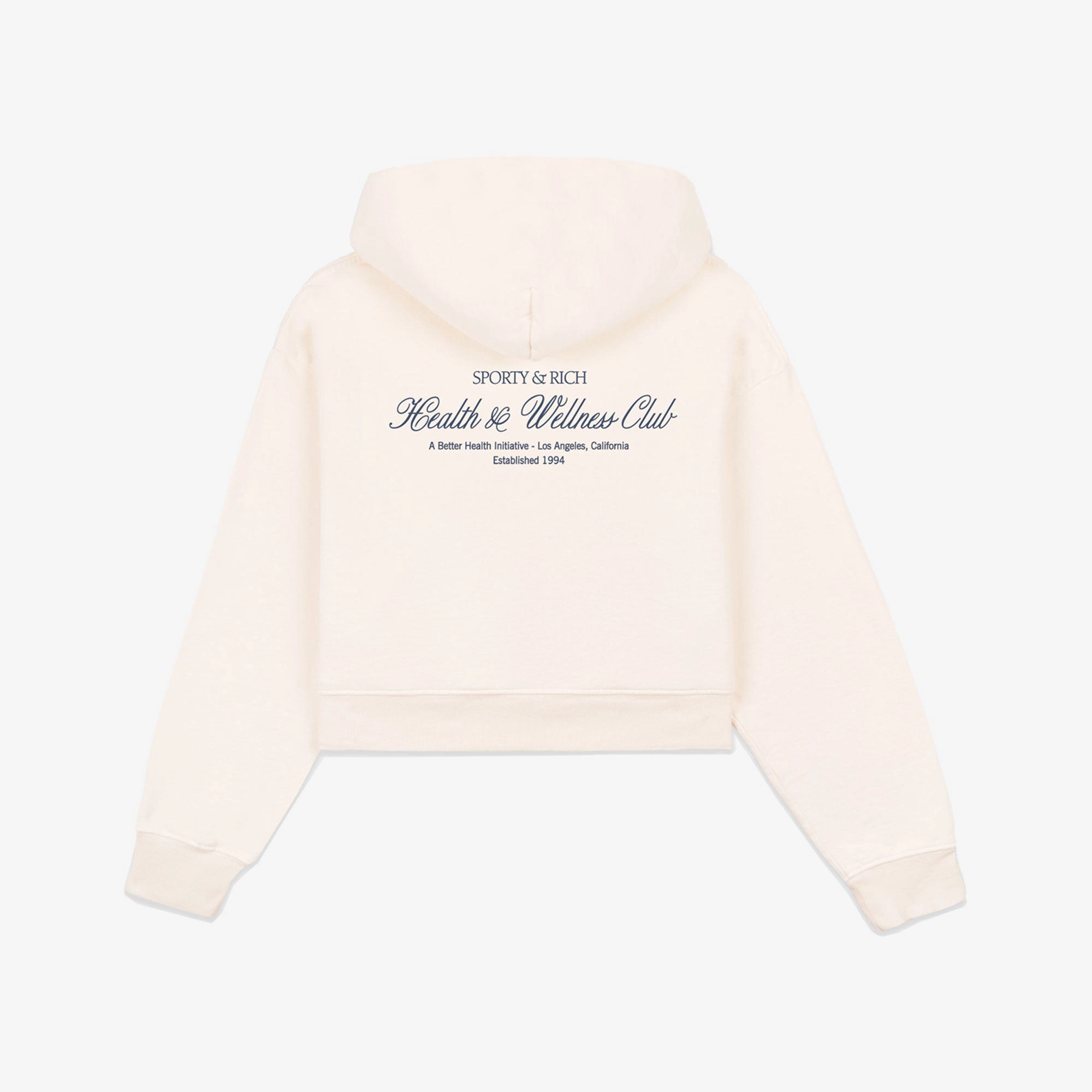 SPORTY & RICH | H&W CLUB CROPPED HOODIE { CREAM/NAVY