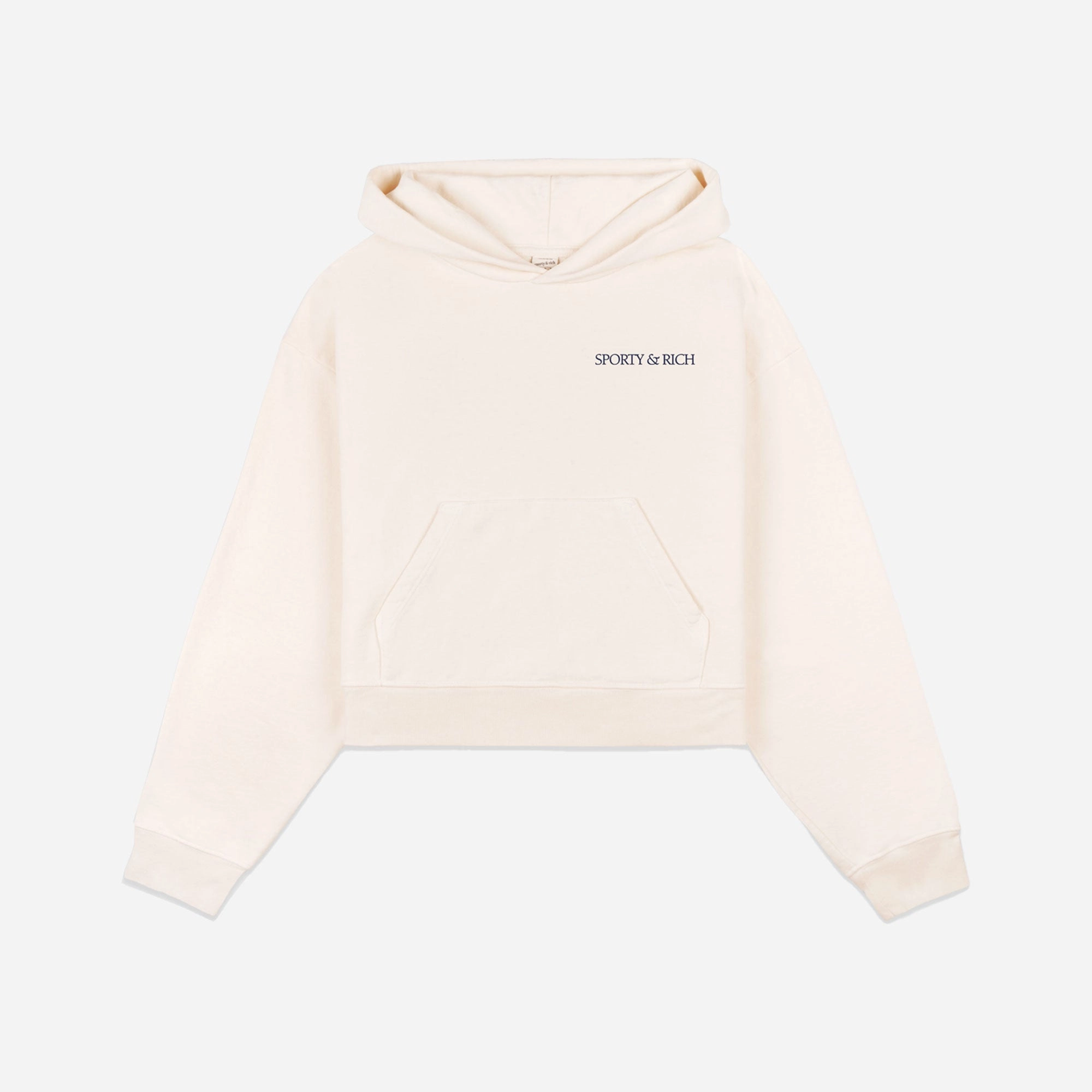 SPORTY & RICH | H&W CLUB CROPPED HOODIE { CREAM/NAVY