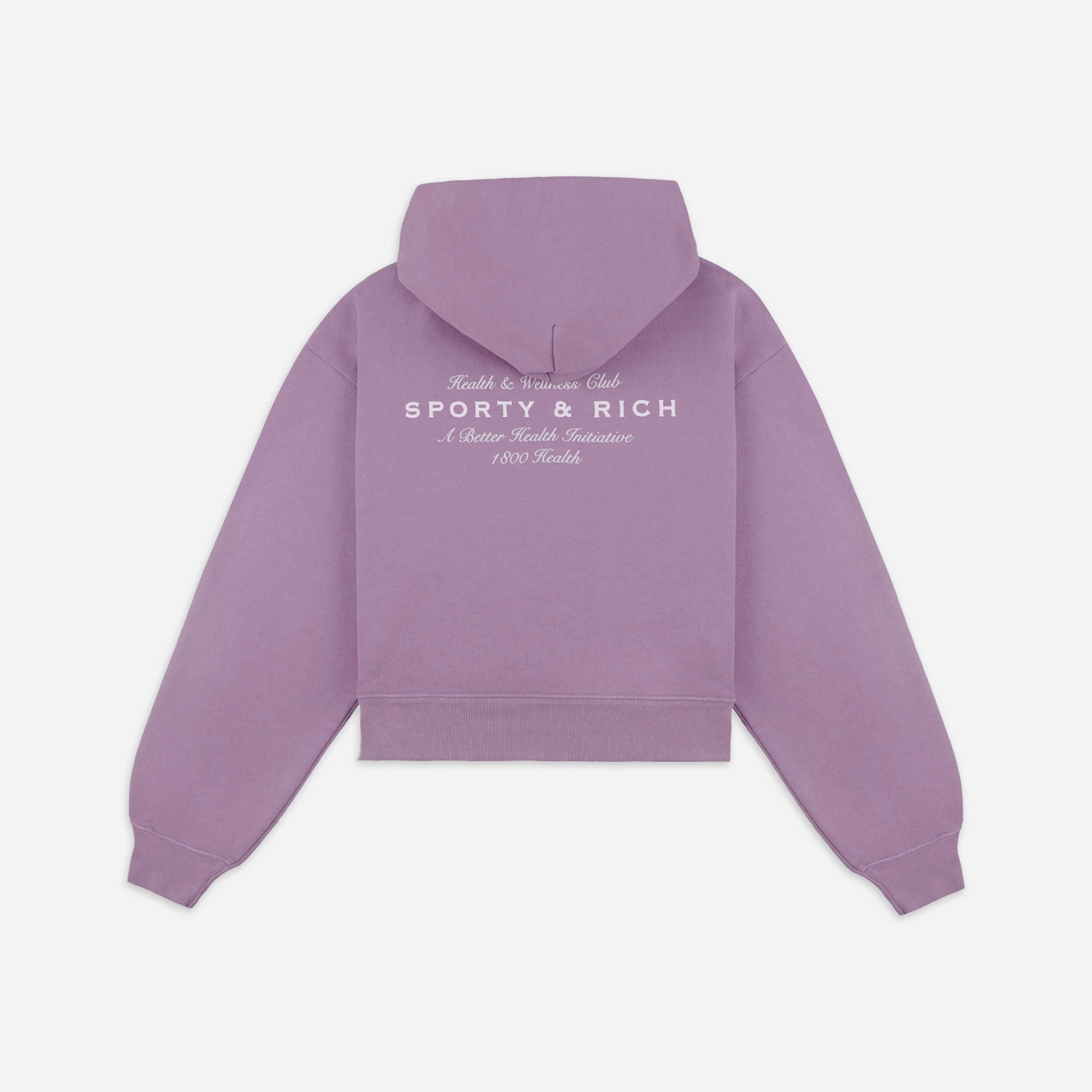 SPORTY & RICH | HEALTH INITIATIVE CROPPED HOODIE { SOFT LAVENDER/WHITE