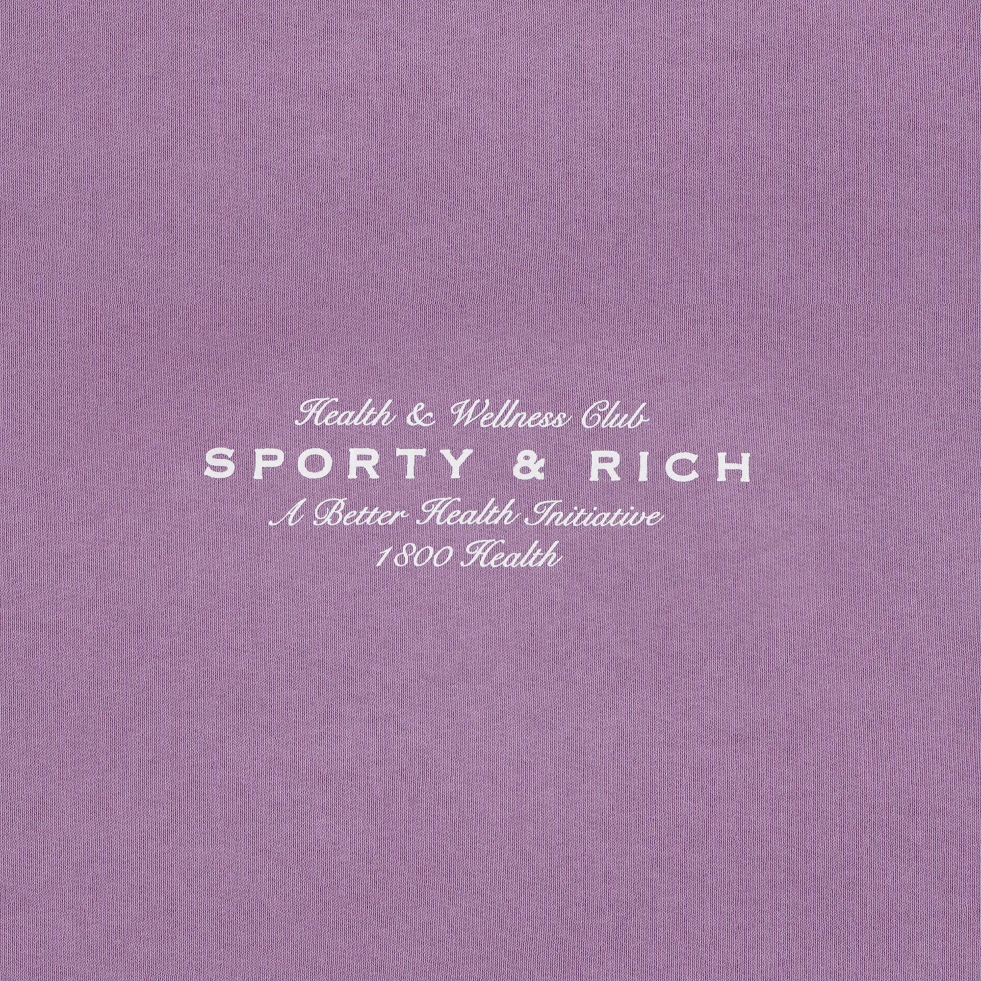 SPORTY & RICH | HEALTH INITIATIVE CROPPED HOODIE { SOFT LAVENDER/WHITE